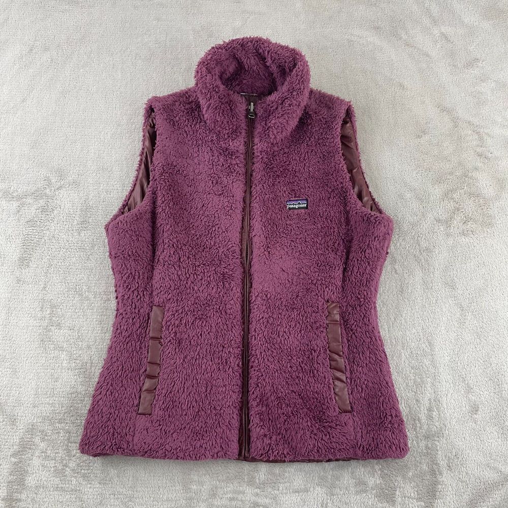 Patagonia Los Gatos Deep Pile Fleece Vest Women XS Burgundy Sherpa Reversible